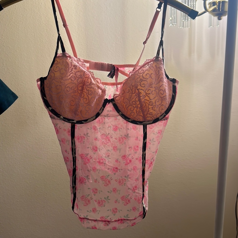 Lace and Mesh Betsey Johnson Corset Bustier Nightwear